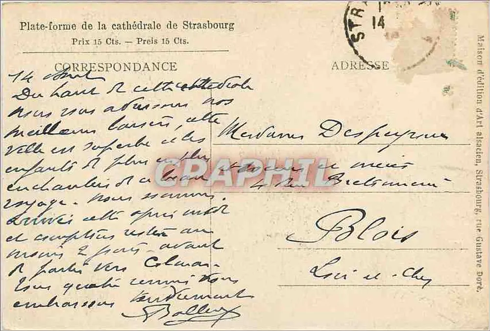 Strasbourg — A catedral (Das Münster) — Casa de edição artística alemã, Strasbourg - Verso