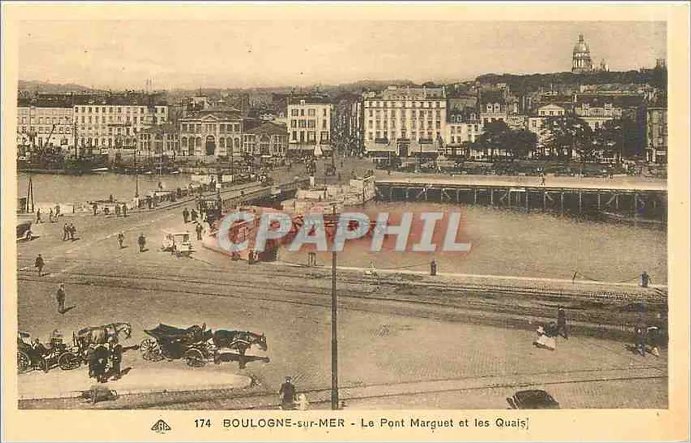 Boulogne-sur-Mer — Der Pont Marguet und die Kai — Antike Ansichtskarte Nr. 174 - Vorderseite