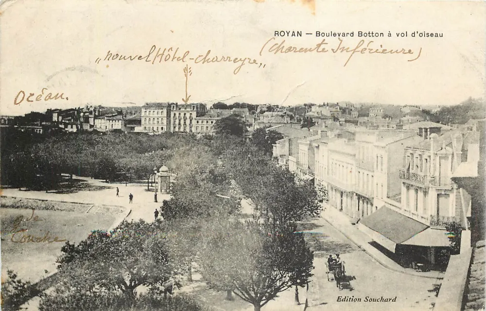 Royan — Boulevard Botton visto de cima (Charente Inférieure) — Edição Souchard - Frente