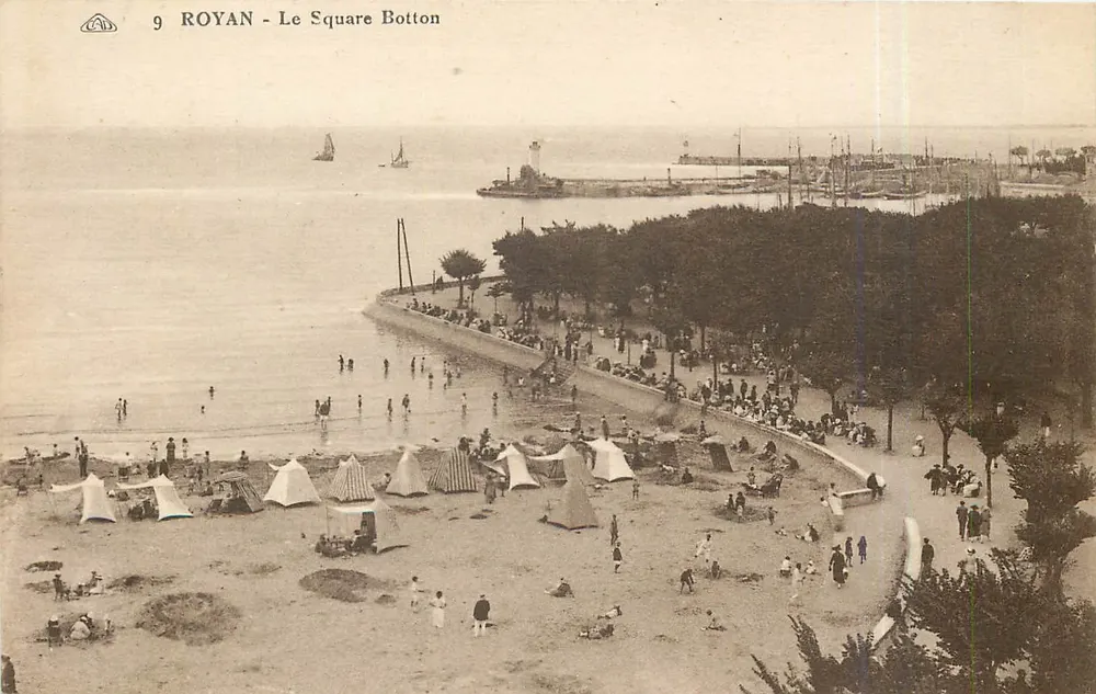 Royan - O Square Botton — vista da praia e do porto — Edição Nouvelles Cartes Royan, n°9 - Frente
