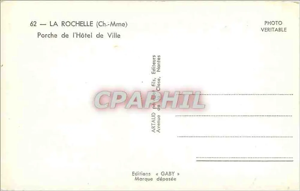 La Rochelle — Portal des Rathauses — Éditions Gaby - Rückseite
