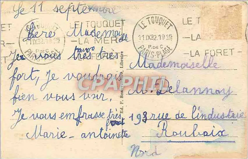 Le Touquet-Paris-Plage - Die Pinâde und der Leuchtturm — Verlag F. Bonaventure, Nr. 241 - Rückseite