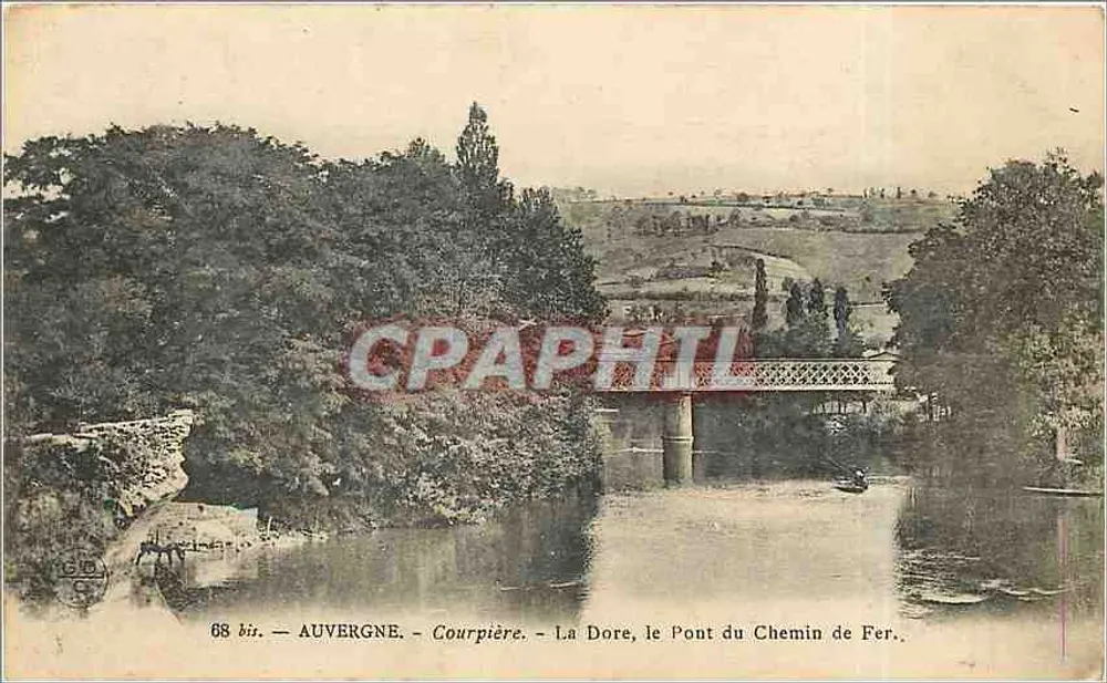 Courpière - Die Dore, die Eisenbahnbrücke — Courpière, Auvergne - Vorderseite