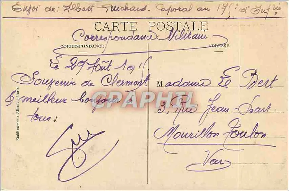 Clermont-Ferrand — Vue générale — E. A. — n° 1058 - Verso