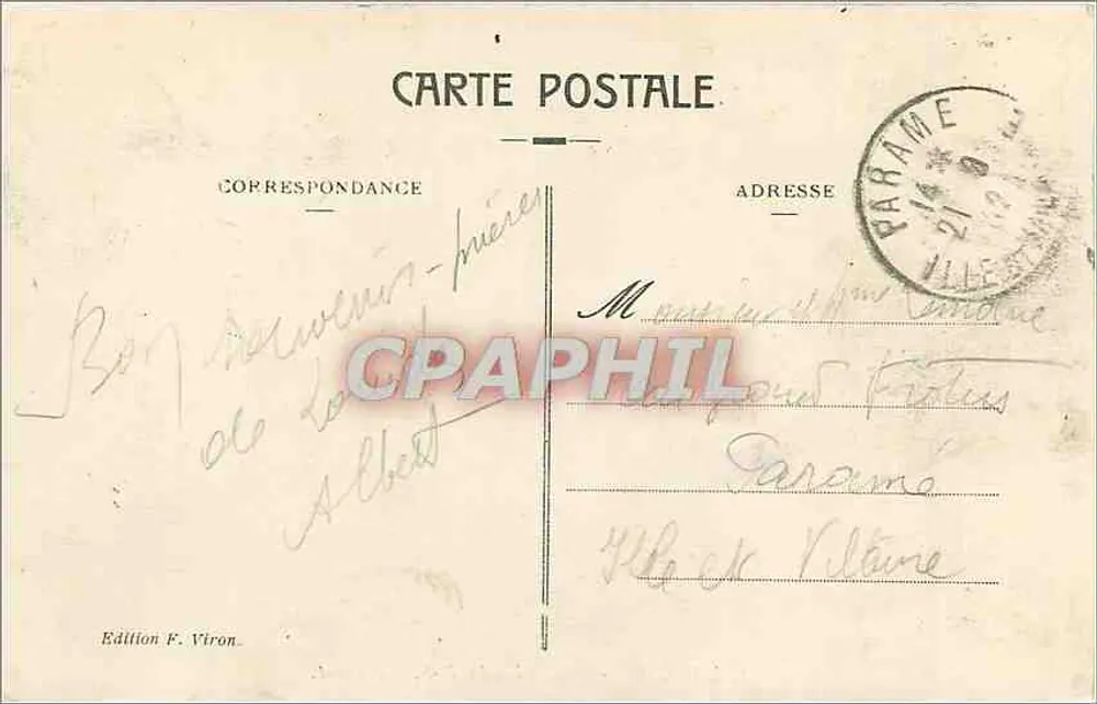 Lourdes - Bênção do S. Sacramento — Edição F. Viron, n°1 - Verso