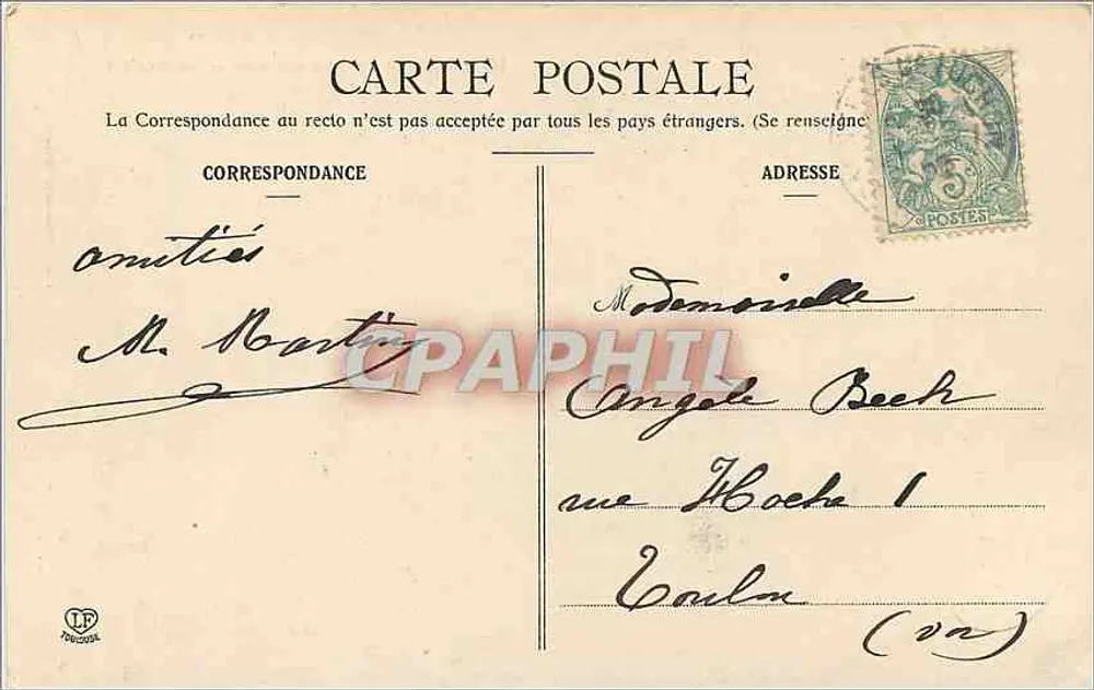 Luchon — Vue prise de la Chaumière — Éditeur : Labouche, Toulouse (1ère série) - Verso