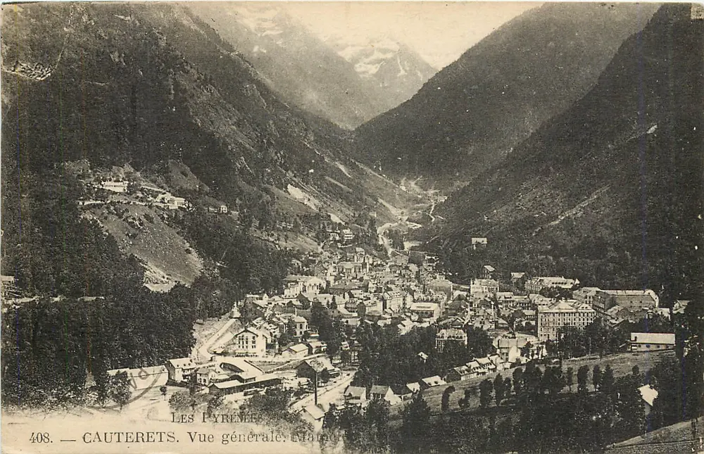 Cauterets — Vista geral — Os Pirineus, n°408, editor Marmont - Frente