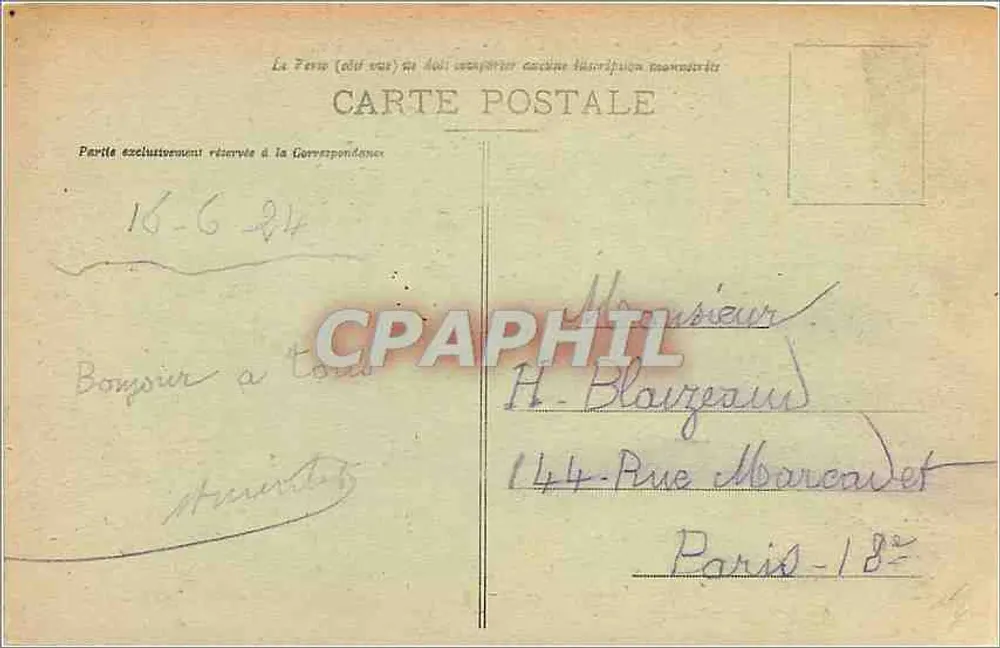 Berck-Plage - A Praia com maré alta — T.G. n°536 - Verso