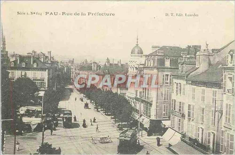 PAU - Rue de la Préfecture — Série 1, N° 614 — D.T. Edit. Lourdes - Frente