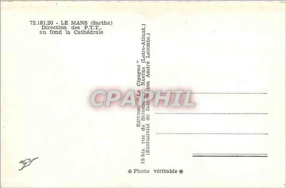 Le Mans (Sarthe) — Ansicht der Kathedrale im Hintergrund — Editions La Cigogne - Rückseite