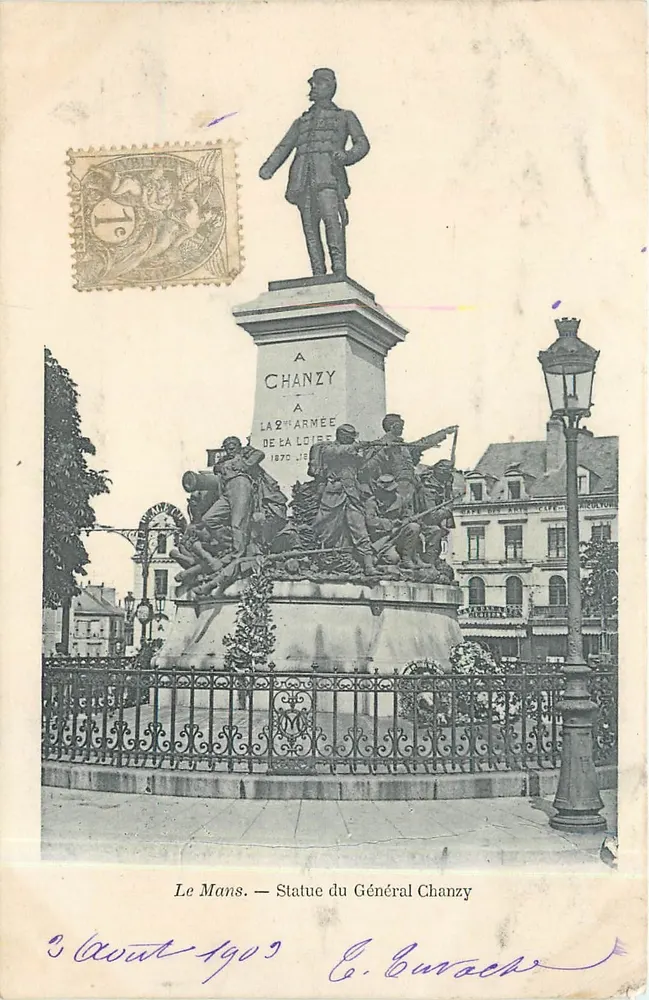 Le Mans — Estátua do General Chanzy — editor E. Buvache - Frente
