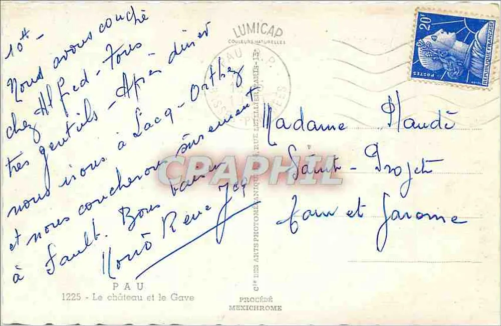Pau — O castelo e o Gave — Lumicap - Verso