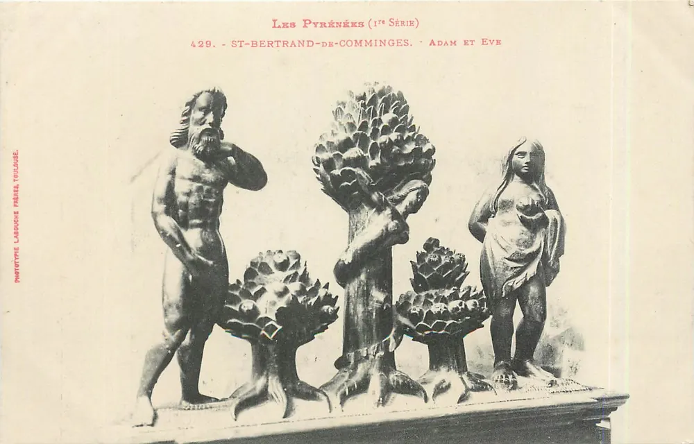 Adão e Eva — St-Bertrand-de-Comminges — Fototipia Lagouche, Pressa Toulouse (série Les Pyrénées) - Frente