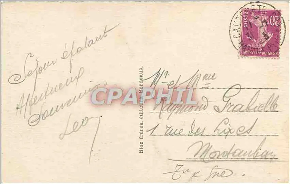 Estrada de Pierrefitte a Cauterets — Le Lymacon — Bloo frères, editores, Bordeaux, n°56 - Verso