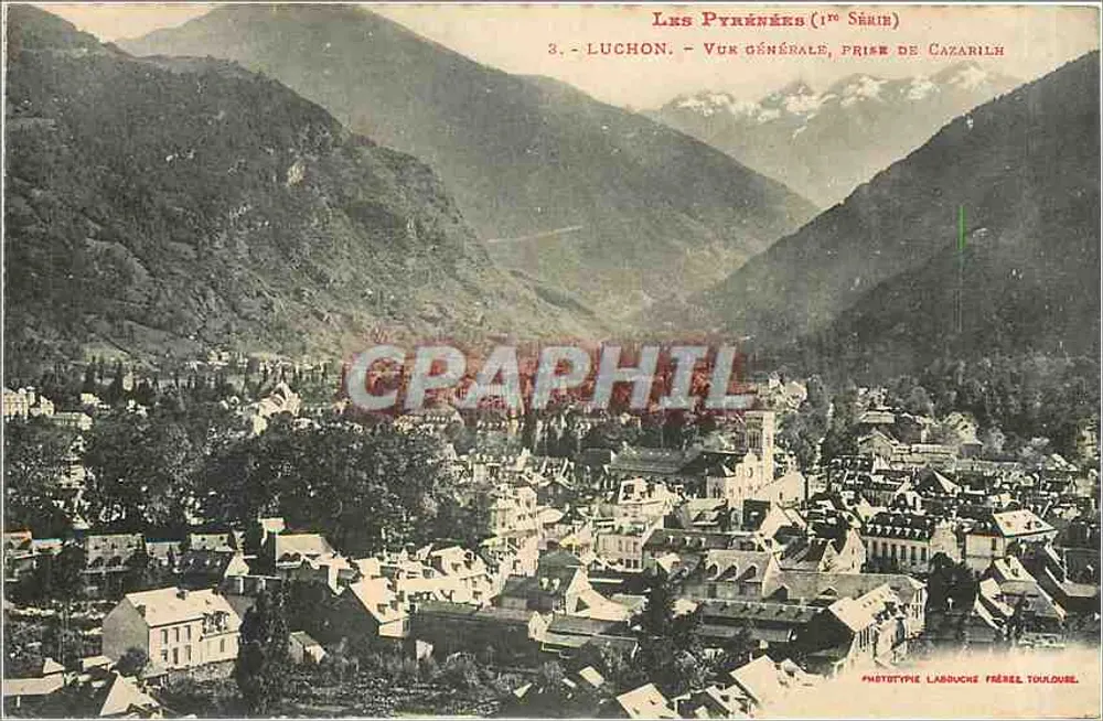 Luchon — Vista geral, tirada de Cazarilh — Fototipo Labouche Frères, Toulouse - Frente