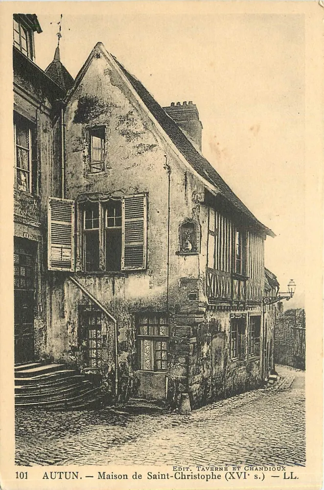Autun — Casa de São Cristóvão (século XVI) — Edit. Taverne e Chandieux - Frente