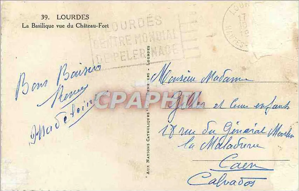Lourdes — La Basilique vue du Château-Fort — Ed. Lux - Verso