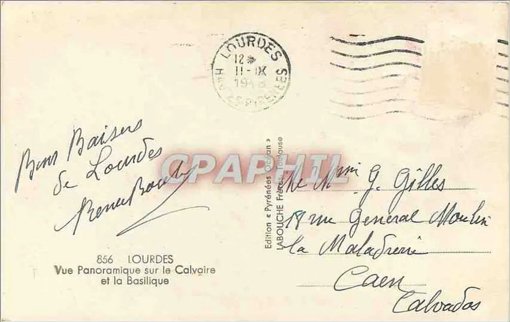 Lourdes — Panoramablick auf den Calvary und die Basilika — Edition « Pyrénées Océan » - Rückseite