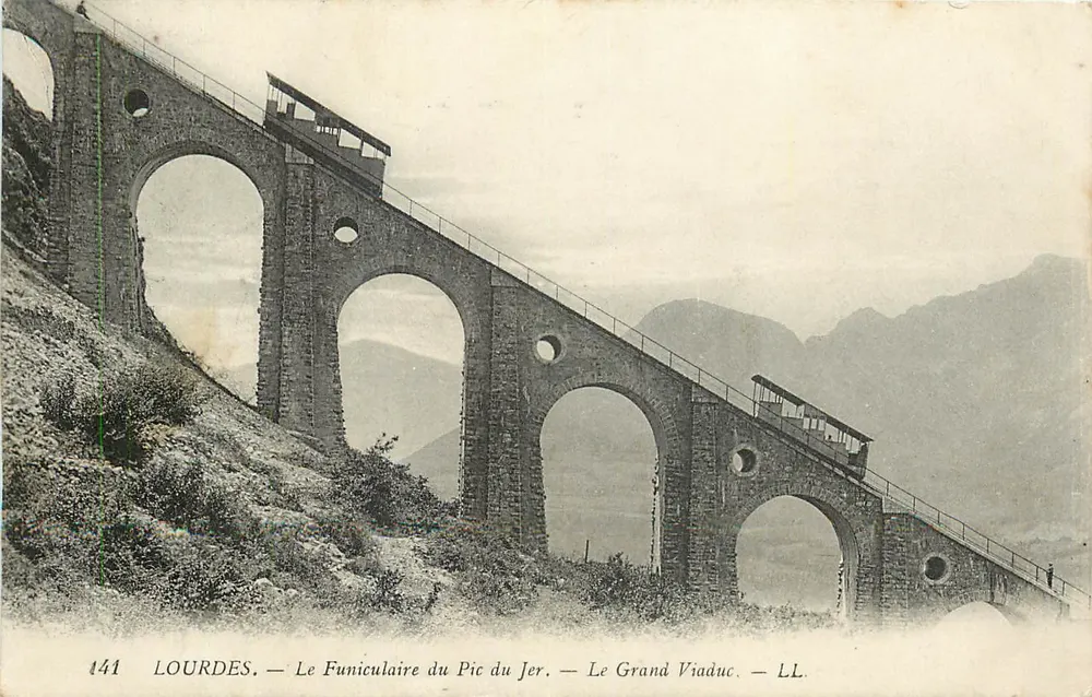 Lourdes — Der Funicular des Pic du Jer — Der Große Viadukt — LL. — N° 1441 - Vorderseite