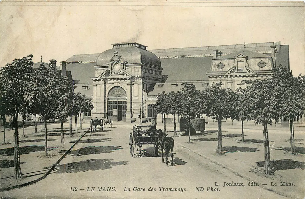 Le Mans — A Estação dos Tramways — L. Joniaux, editor — Le Mans - Frente