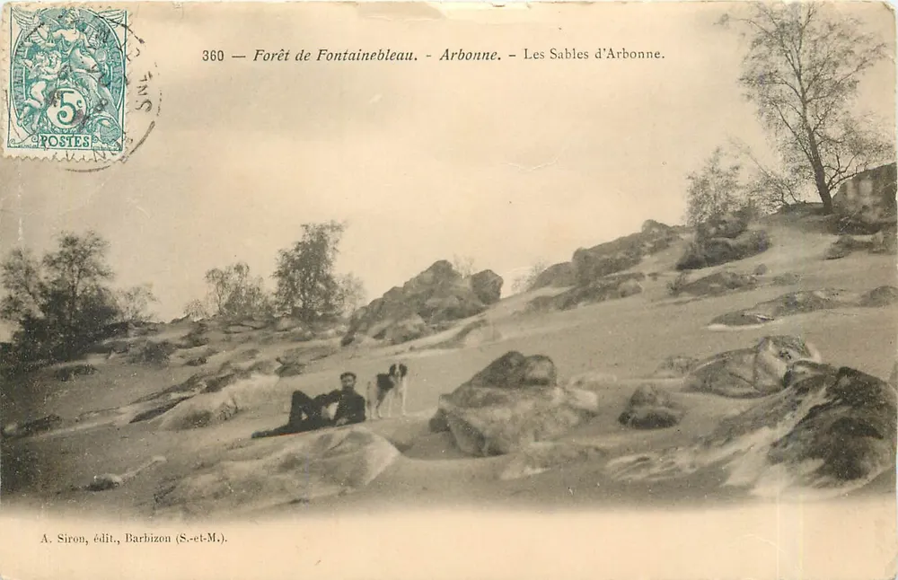 Forêt de Fontainebleau — Les Sables d'Arbonne — éditeur A. Siron, Barbizon (S.-et-M.) - Recto