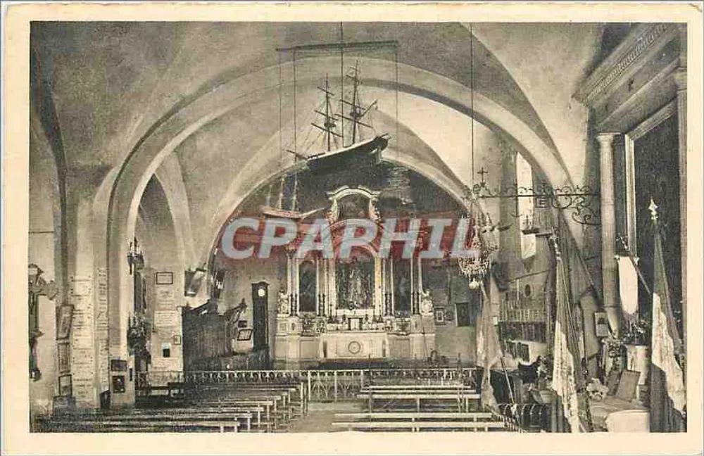 Innenansicht der Kapelle Notre-Dame de la Garoupe — Cap d'Antibes — Braun & Cie, Imp. Édit. Mulhouse-Dornach - Vorderseite