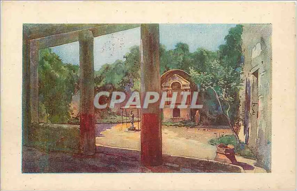 Pompeï - Casa del Sileno — uitzicht op het tuin en de beeldhouwwerk — Uitgave 'Astro' d'Arte, Napels - Voorkant