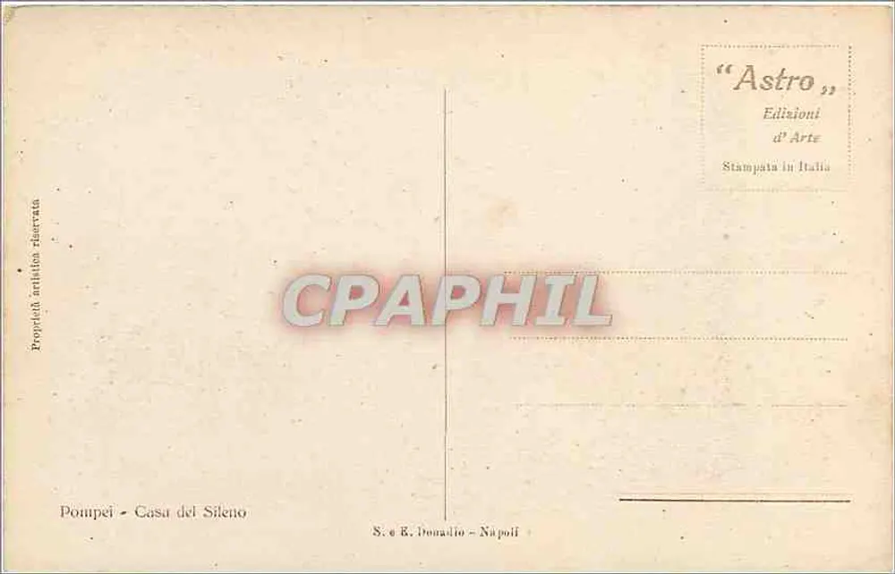 Pompeï - Casa del Sileno — uitzicht op het tuin en de beeldhouwwerk — Uitgave 'Astro' d'Arte, Napels - Achterkant