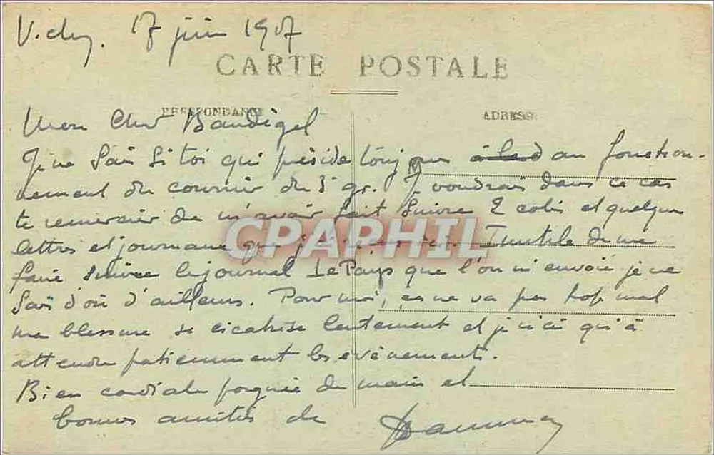 Vichy — Passerelle et Bords de l'Allier — Édition L. O. - Verso