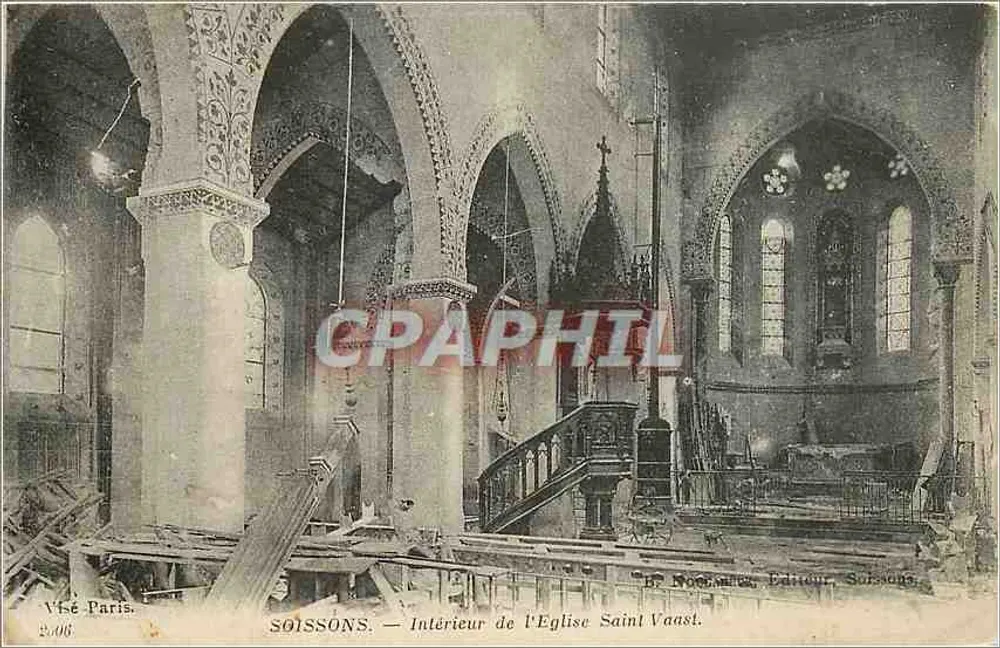 Soissons — Intérieur de l'Église Saint-Vaast — V. Léé, Paris, n°2.006 - Frente