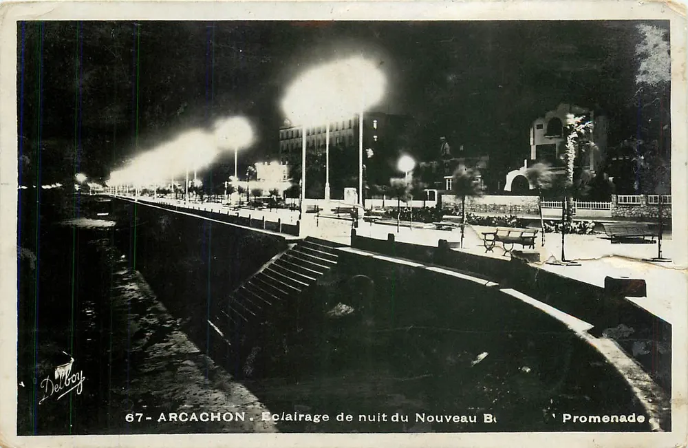 Arcachon — Iluminação noturna do Novo Bassin — Delbroy, n°67 - Frente