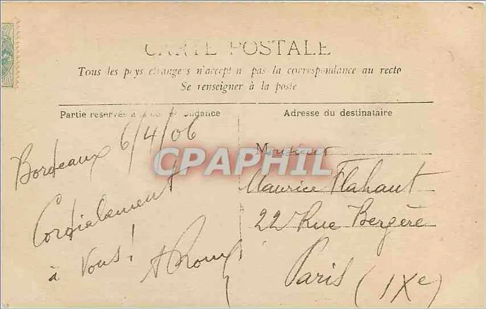 Bordeaux — Faculdade das Ciências — Gelating-Baumure-Nad - Verso