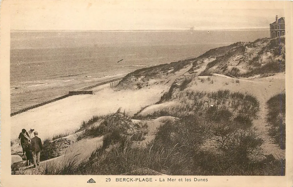 Berck-Plage - A Vista do Mar e das Dunas — Bilhete postal antigo n°29, editor ABE - Frente