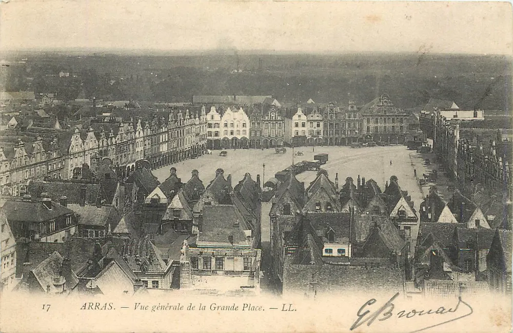 Arras — Vista general de la Grande Place — LL. — G. Bronas - Anverso