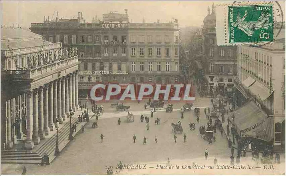 Bordeaux — Place de la Comédie und Rue Sainte-Catherine — G.B. - Vorderseite