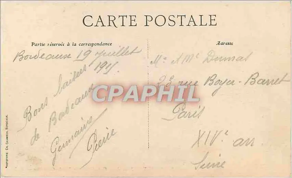 Bordeaux — Place de la Comédie und Rue Sainte-Catherine — G.B. - Rückseite
