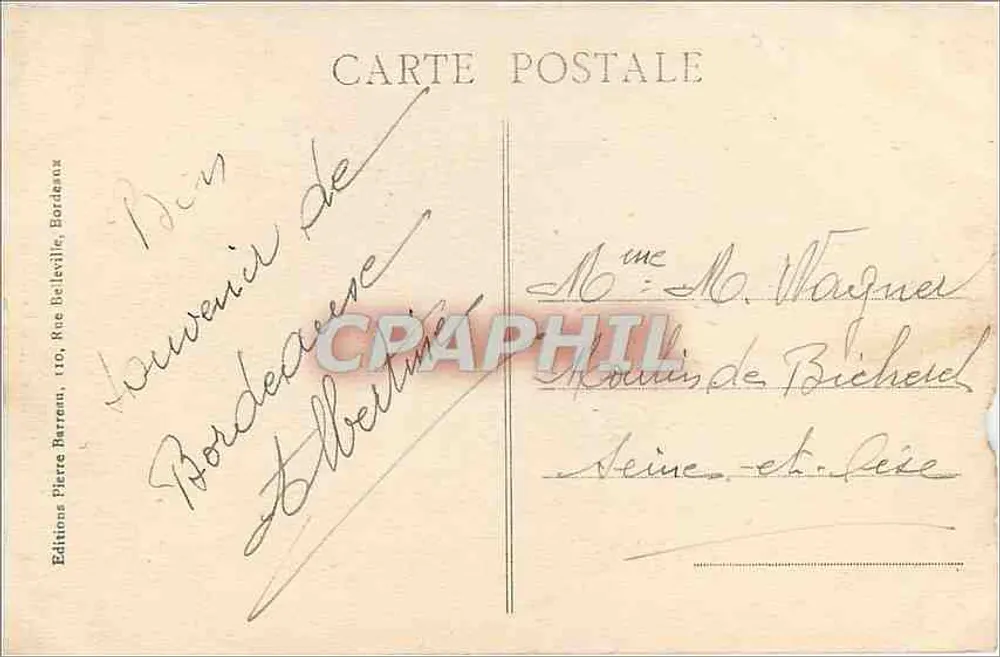Bordeaux - A Grande Campanha — editor Maison Riouard, n°105 - Verso
