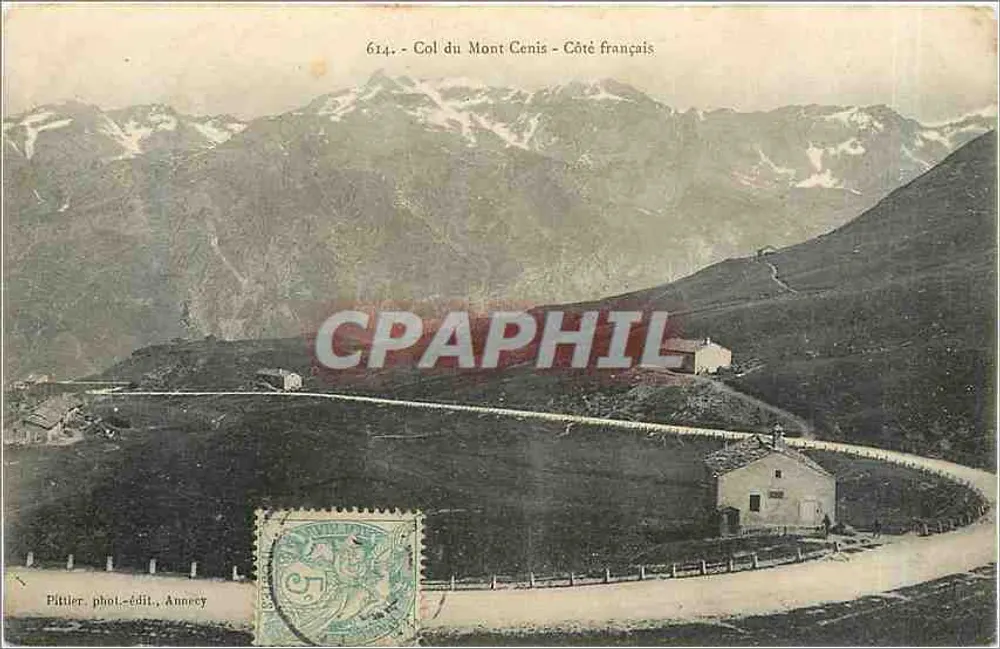 Col du Mont Cenis - Côté français — Pitilier, fot.-edit., Annecy, n° 614 - Anverso