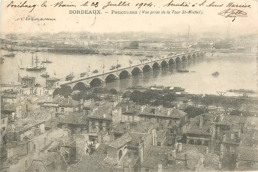 Bordeaux — Panorama (Blick vom Turm St-Michel) — Verlag J. L., Bordeaux - Vorderseite