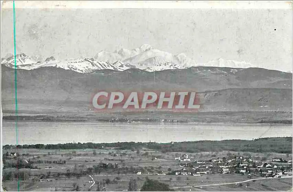 Vista do lago e das montanhas cobertas de neve — Begnins, Suíça — A. Aubert, Begnins - Frente