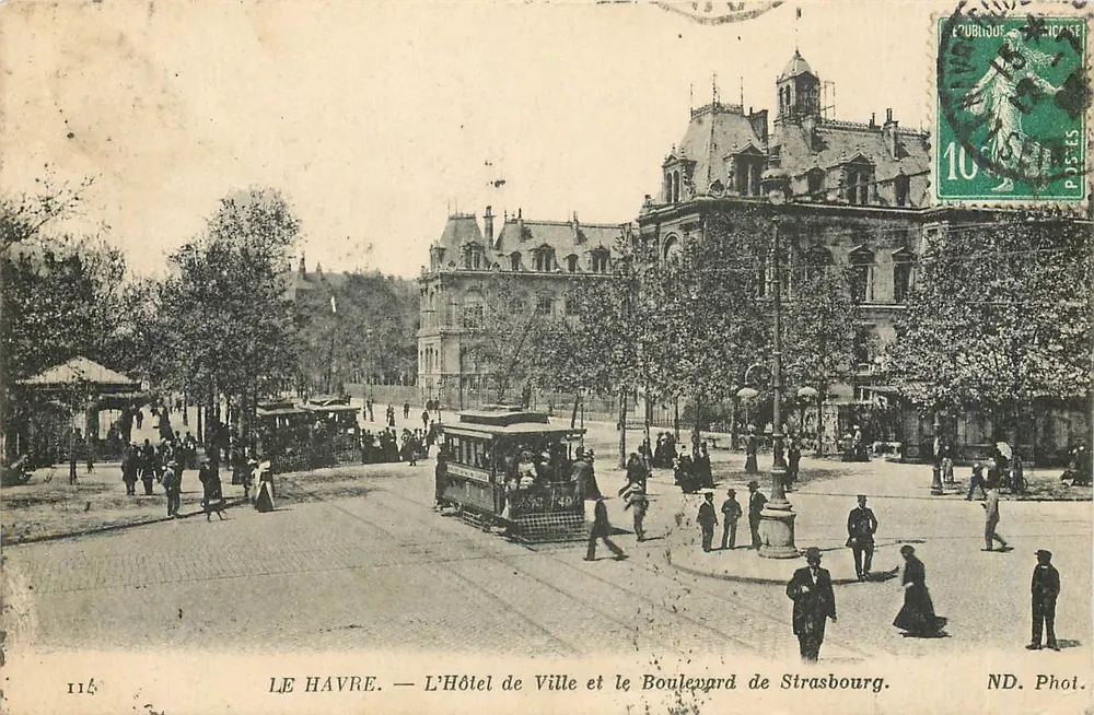 Le Havre — Rathaus und Boulevard de Strasbourg — ND. Phot. - Vorderseite