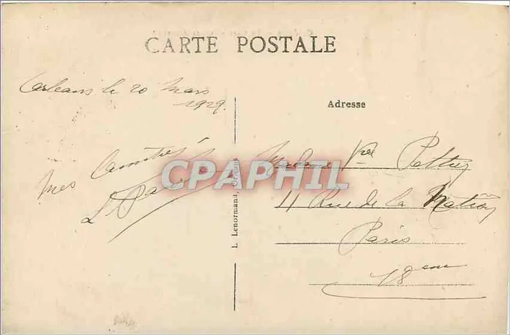 Orléans — A Estação — Praça Albert Ier — Editor não identificado, número de série não visível - Verso