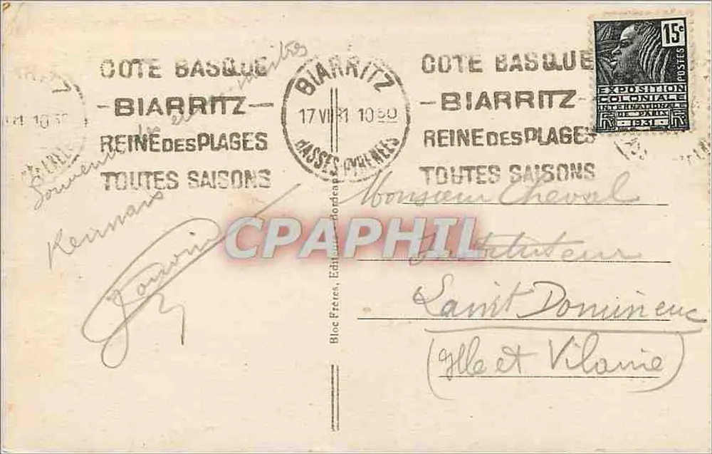 Biarritz (Côte Basque) — Le Bain au Port-Vieux — BR. - Verso