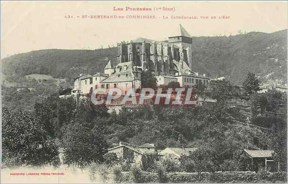 St-Bertrand-de-Comminges — La Cathédrale, vue de l'Est — Phototypie Larriche Frères, Toulouse - Recto