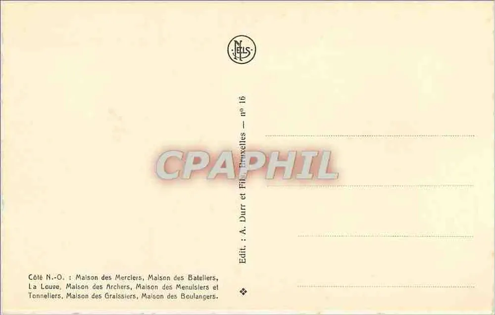 Bruxelas - Grand Place (N.O.) - A. Durr - Verso
