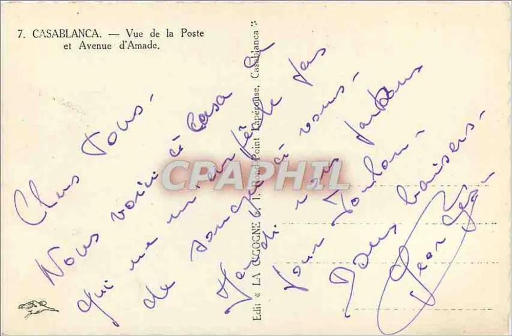 Casablanca — Ansicht der Post und Avenue d'Amade - Rückseite