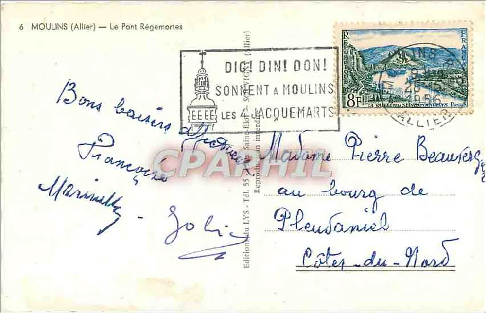 Moulins (Allier) — O Ponte Régemortes — Edições LYS, n°6 - Verso