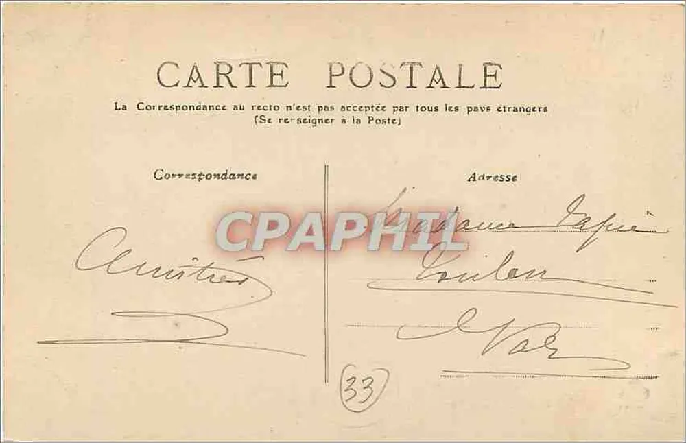 Bordeaux — 73 - Place de la Comédie — editor não identificado - Verso