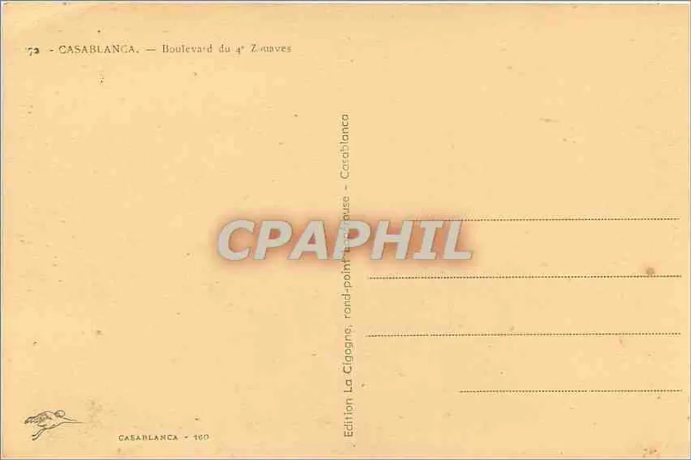 Casablanca — Boulevard du 4e Zouaves — Édition La Cigogne - Rückseite