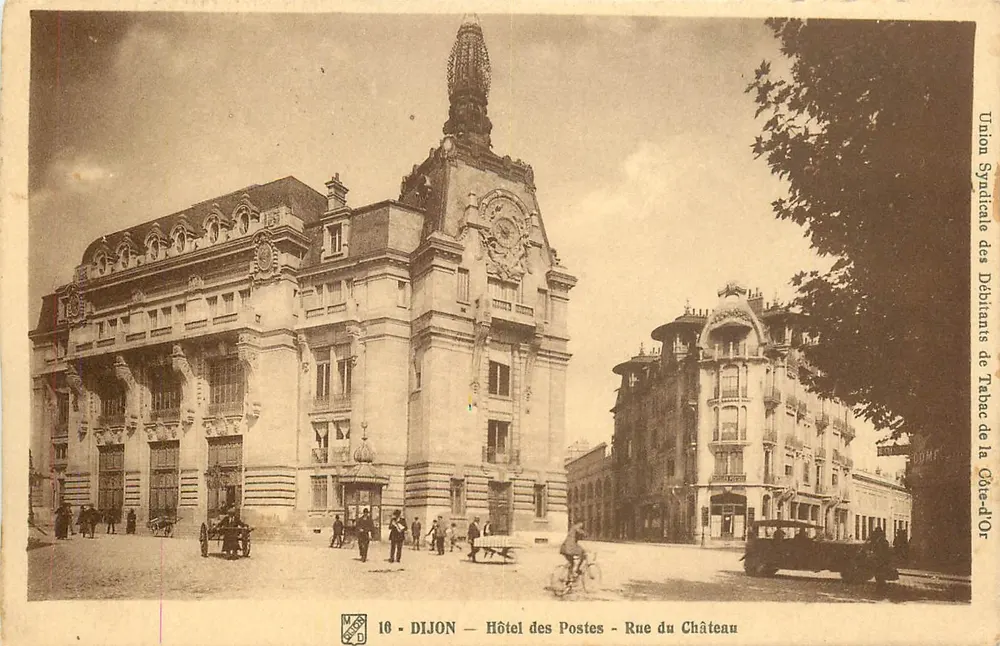Dijon — Hotel das Correios — Rue du Château — União Sindical dos Vendedores de Tabaco da Côte-d'Or - Frente